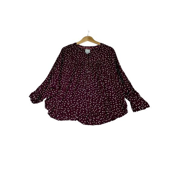 Anthropologie Maeve Polka Dot Blouse size Medium Maroon/White - Picture 1 of 7